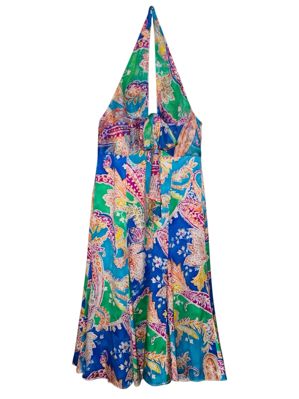 Lauren Ralph Lauren Halter Neck Paisley Front Tie Silk Mini Dress - Picture 2 of 7